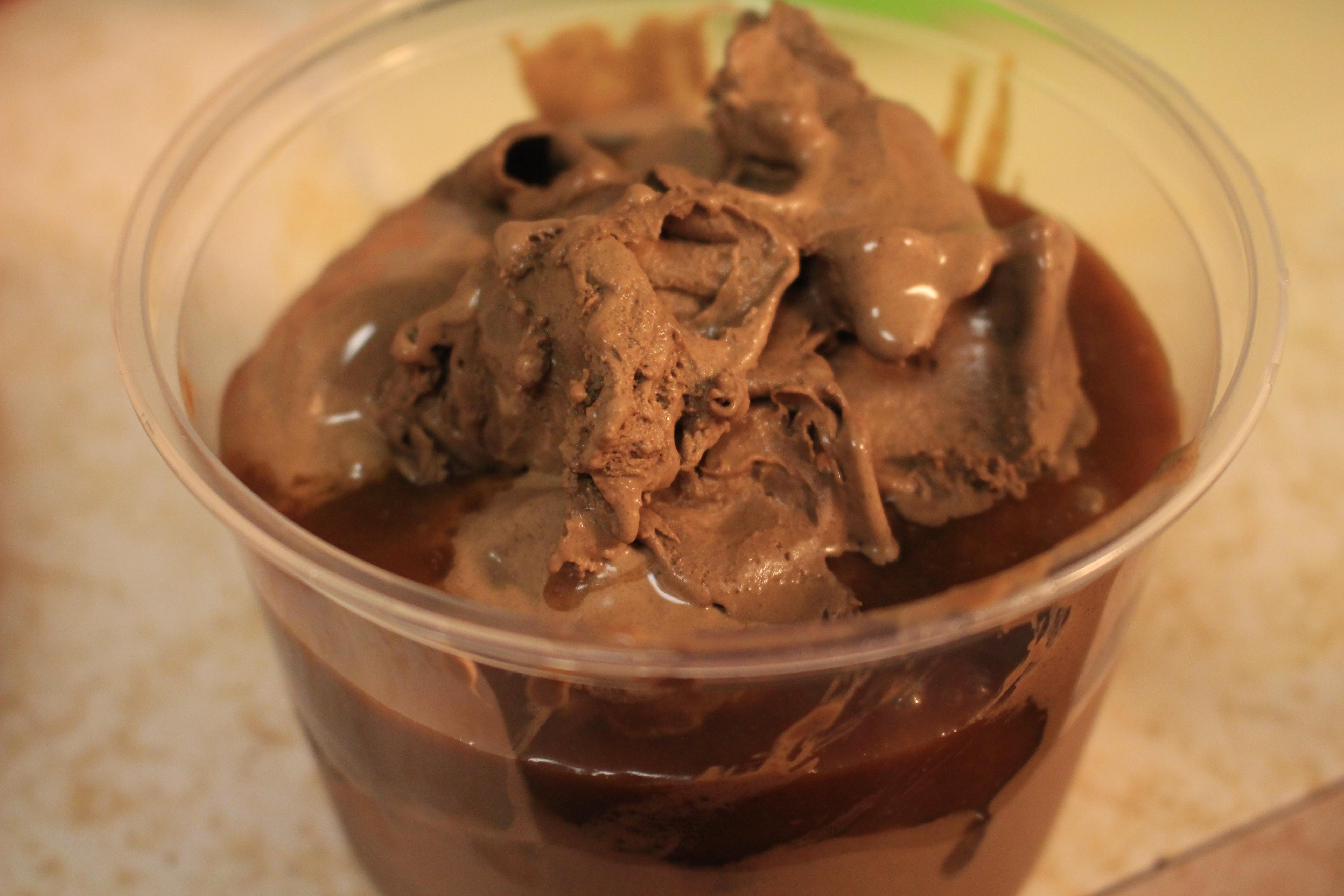 Chocolate Ice Cream With Reese S Mini Cups Mixed In And Layers Of