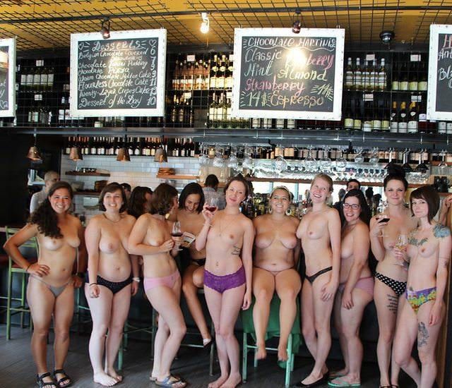 Large Group Of Topless Girls At The Bar Scrolller