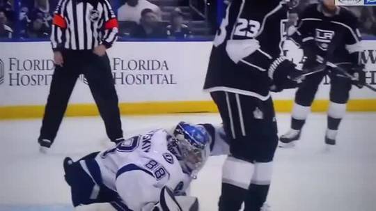 Lightning Goaltender Andrei Vasilevskiy Looks Between His Opponent S