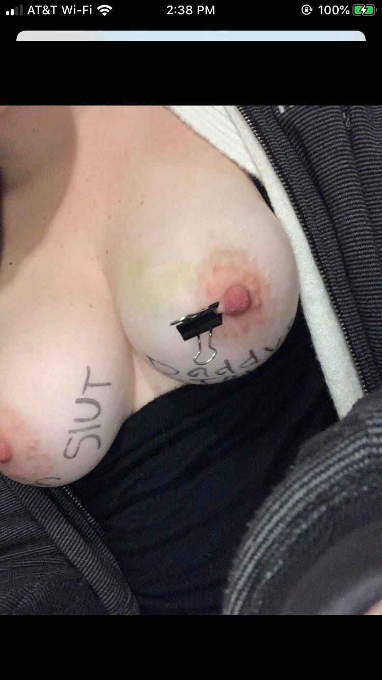 A FAN Dared Me To Write On My Tits And Then Put A CLAMP On My Nipple