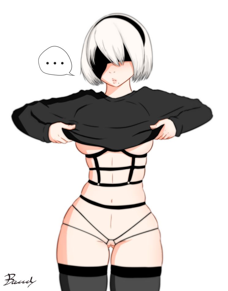 2B Revealing Herself BawdyArt Nier Automata Scrolller