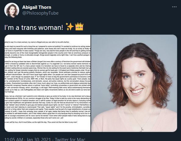 Abigail Thorn Just Came Out As Trans And Is Already Goals Scrolller