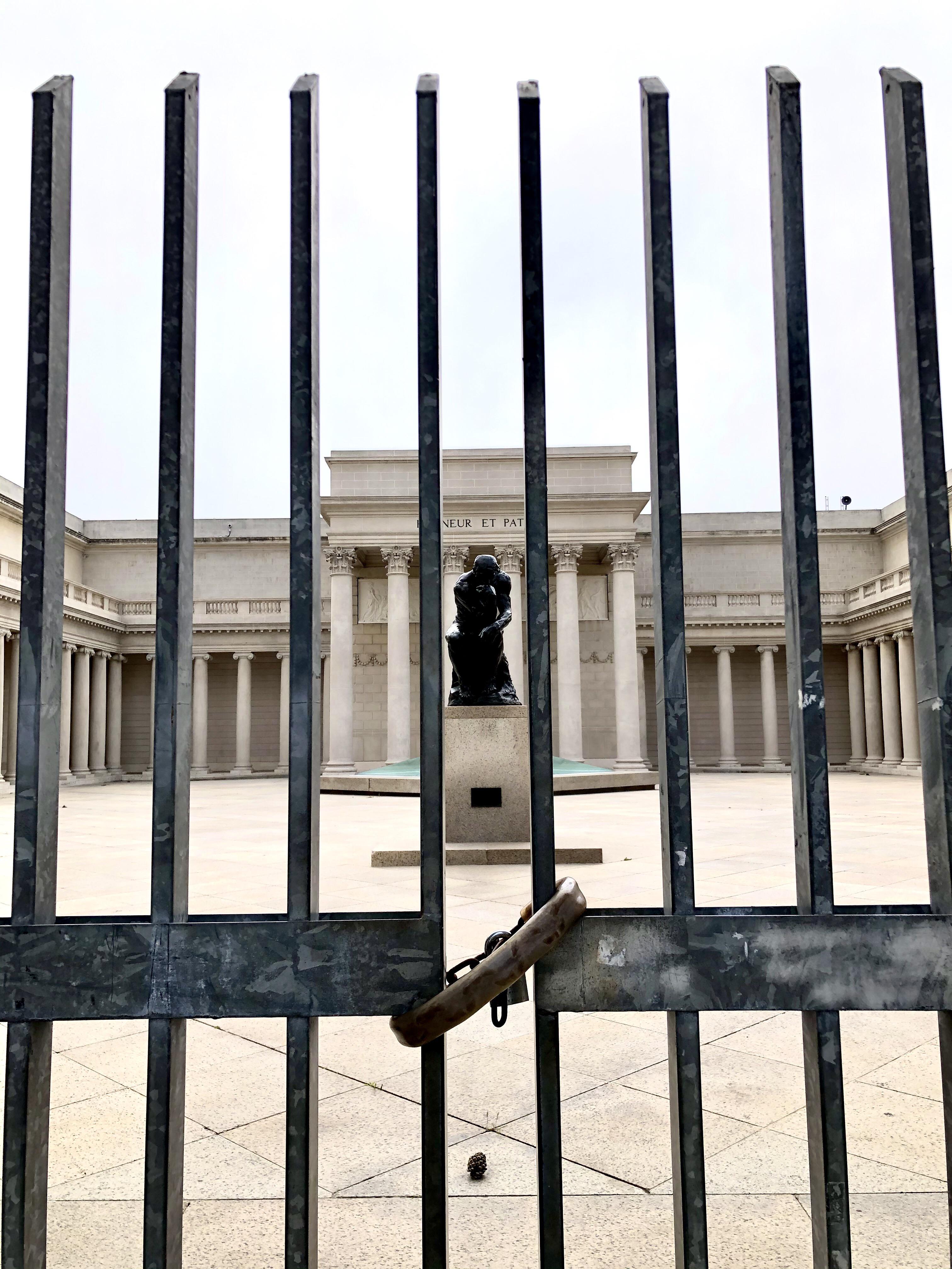 The Thinker French Le Penseur By Auguste Rodin Under Lock And Key