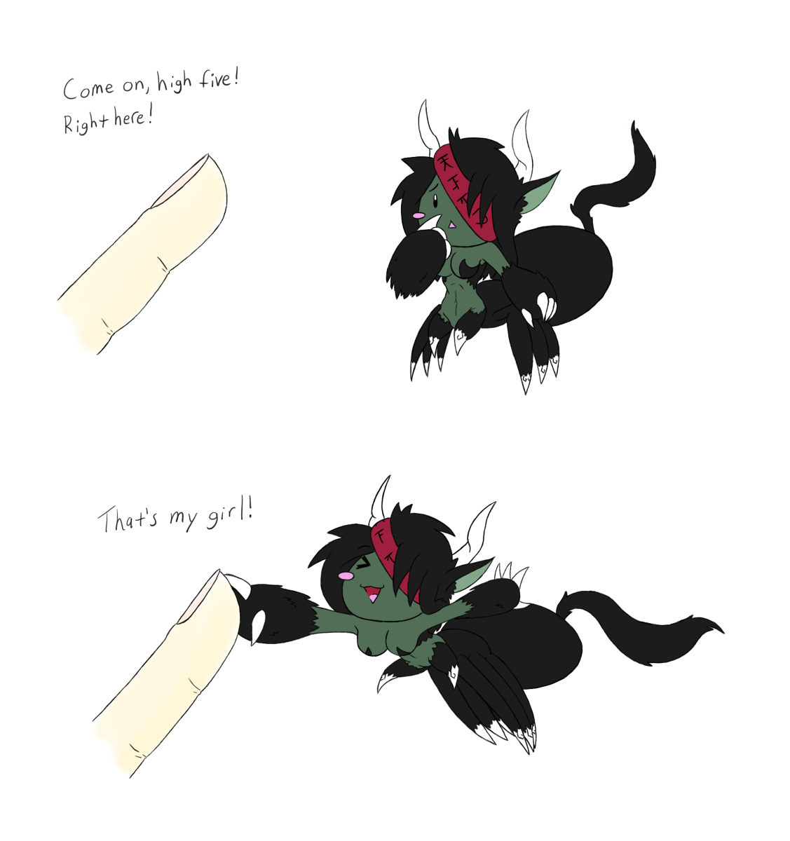 Tiny Ushi Oni High Five Scrolller