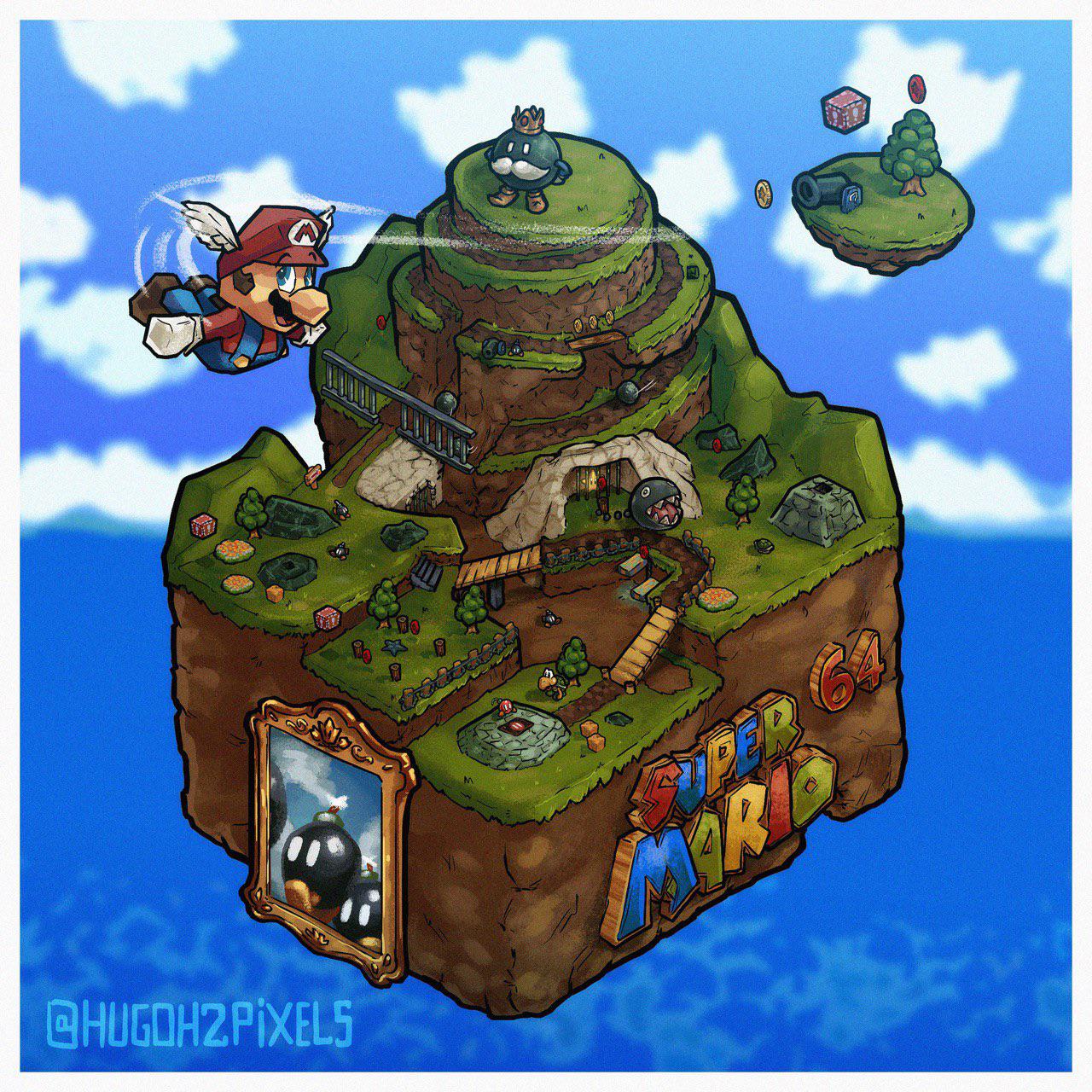 Diorama Art Of Super Mario 64s Bob Omb Battlefield Illustration I