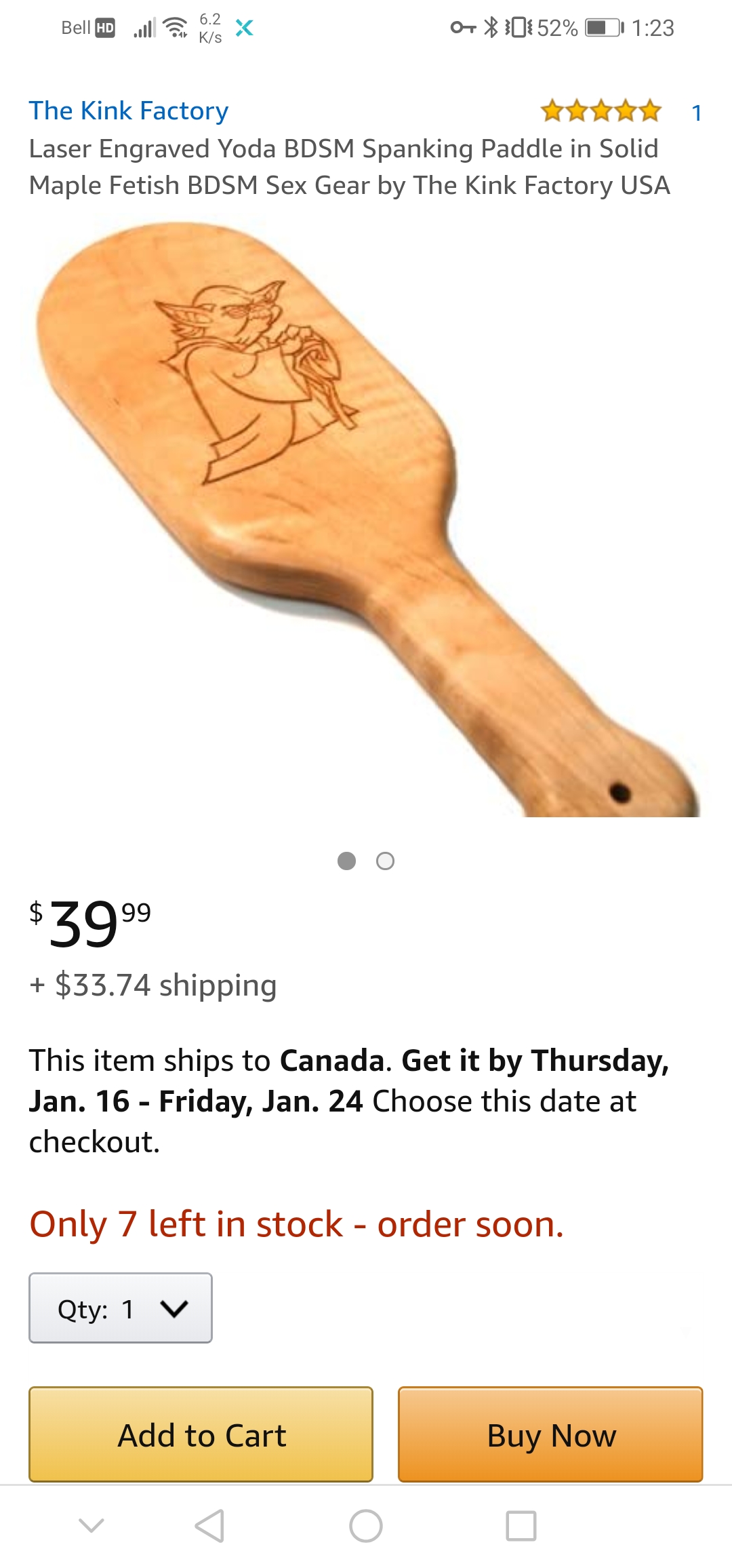 Laser Engraved Yoda Bdsm Spanking Paddle In Solid Maple Fetish Bdsm Sex