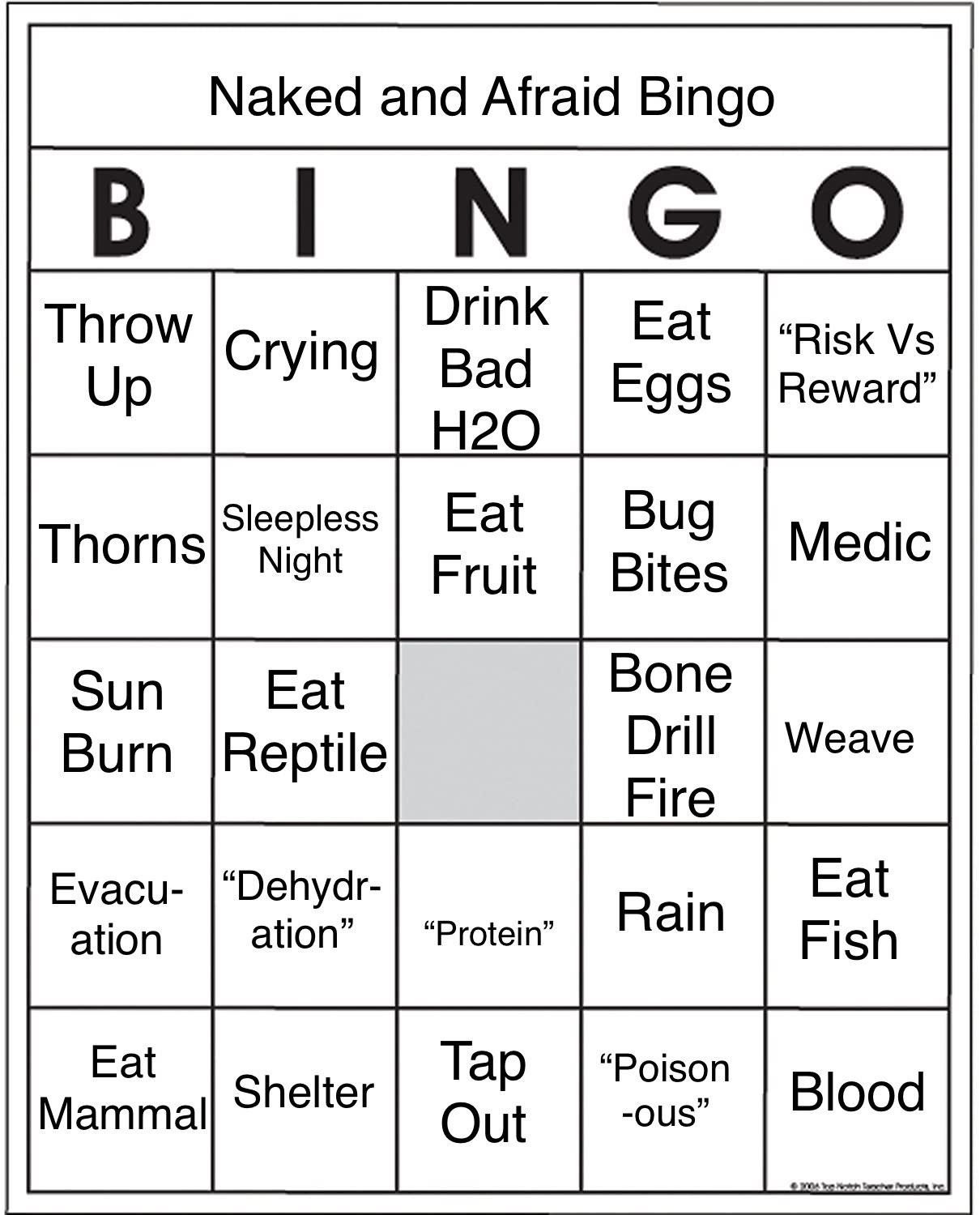 Naked And Afraid Bingo Card Scrolller