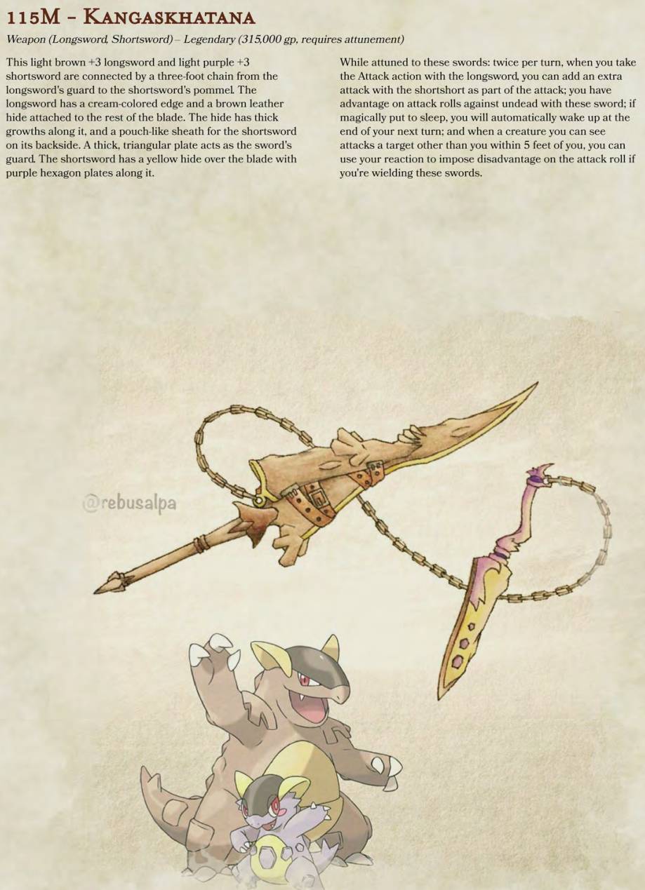 Pok Mon Inspired Weapons Items M Kangaskhan Pdf In Comments