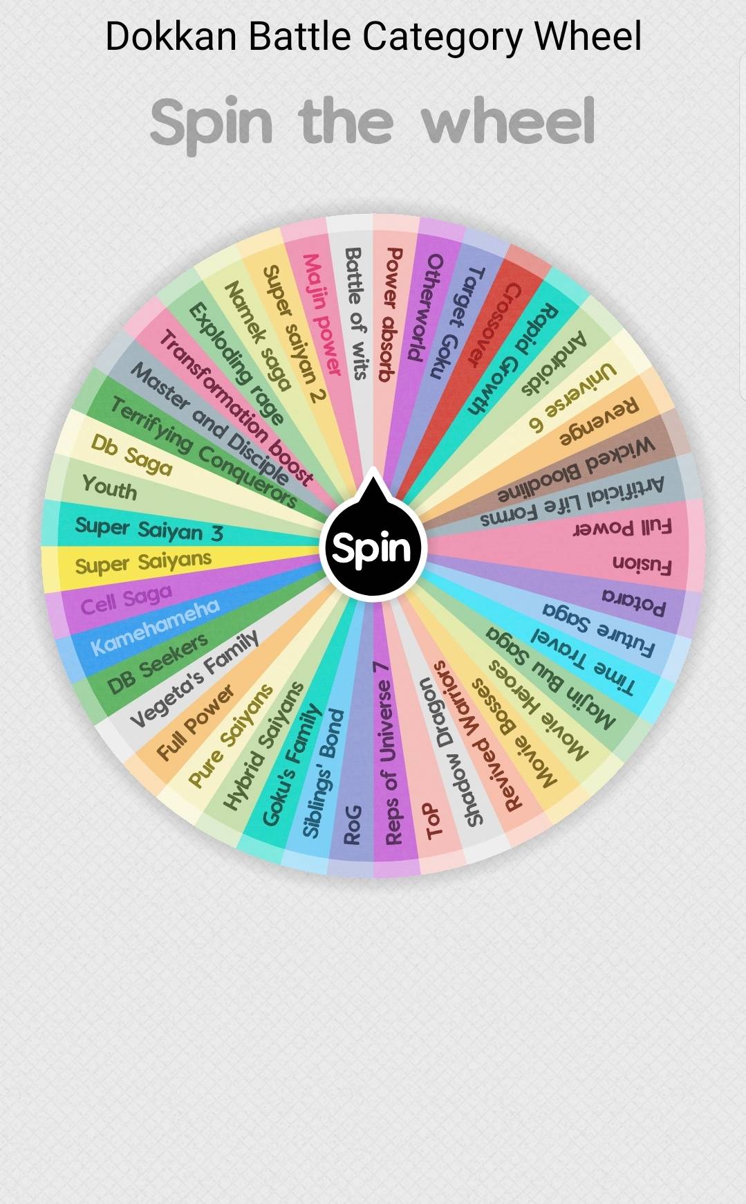 Updated Version Of My Dokkan Battle Category Wheel Helps You Use Teams