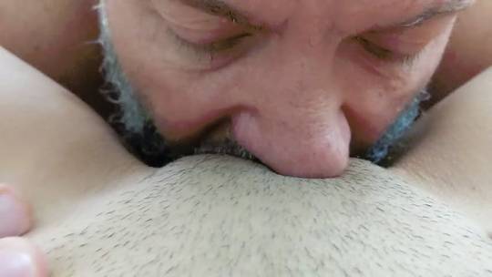 Grandpa Sucks Her Stubbly Pussy Until She Cums On His Grey Beard