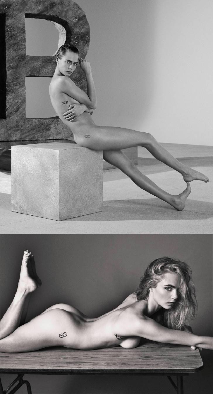 Cara Delevingne Black White Naked In Balmain Esquire