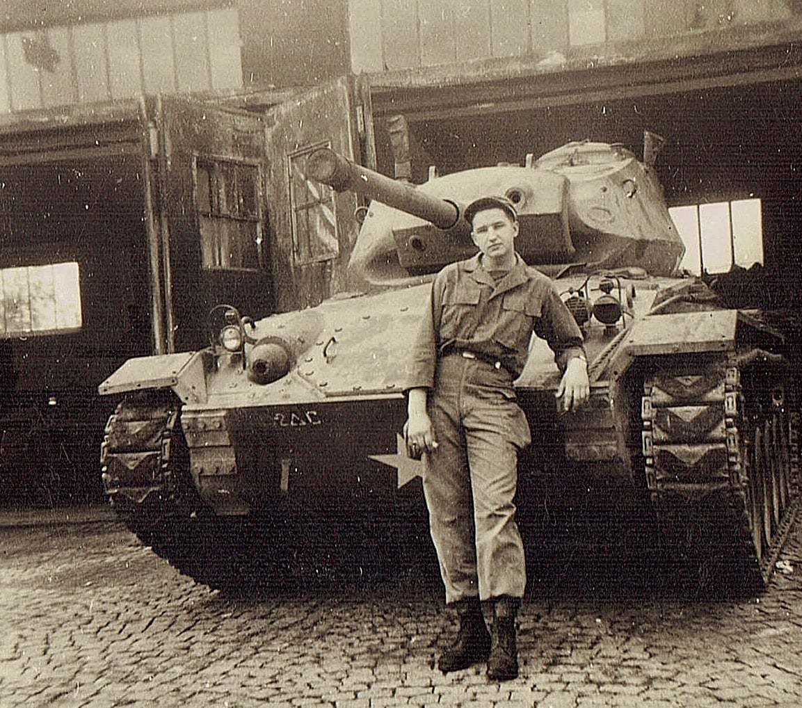 My Grandfather Posing With A Tank After WW2 As Part Of The US