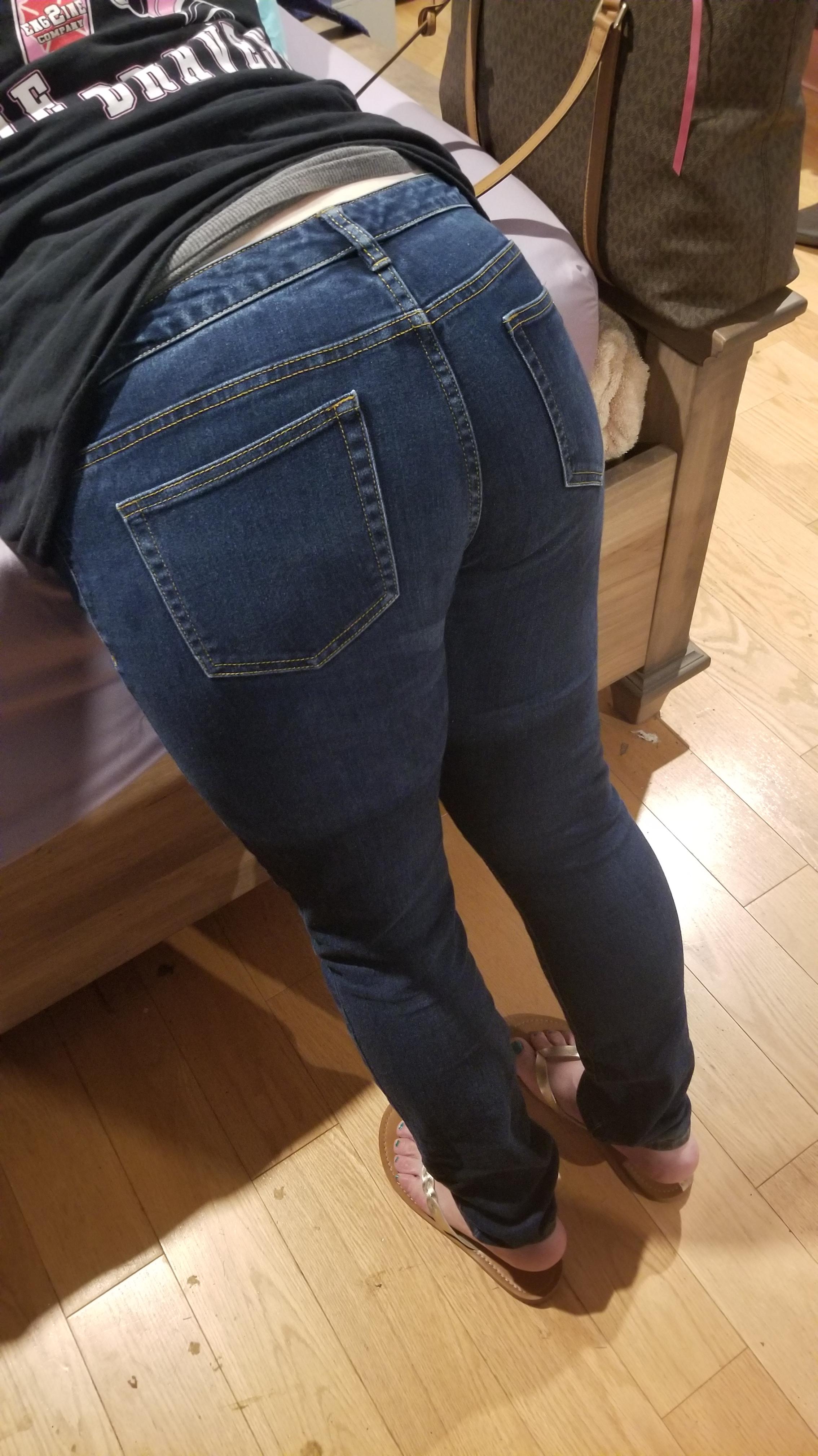 My Wife Bent Over The Bed Jeans That Make Her Ass Look Amazing