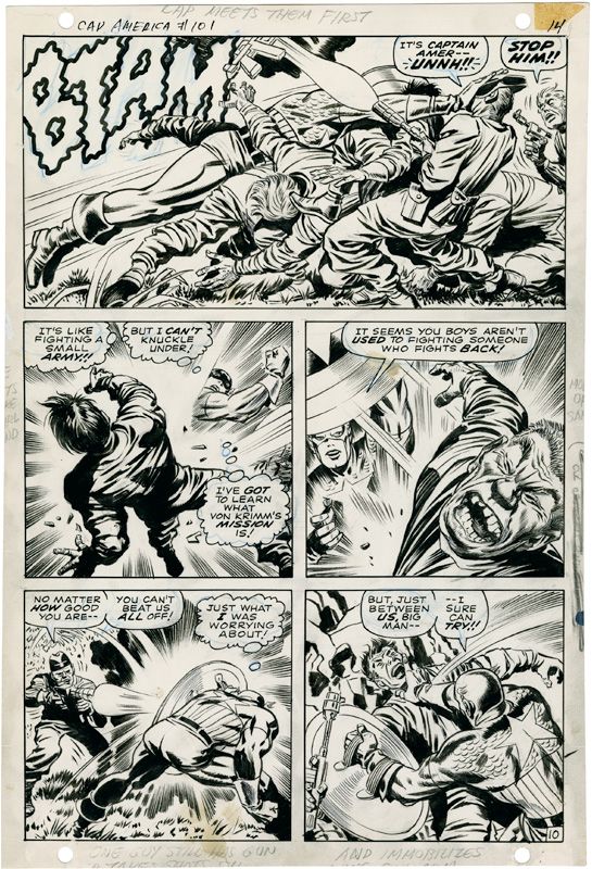 Original Art By Jack Kirby And Inks By Syd Shores For Captain America