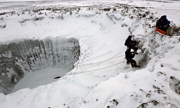 Russian Research Team Explores Giant Siberian Sinkhole Team Of Scientists Climbs Into Metre