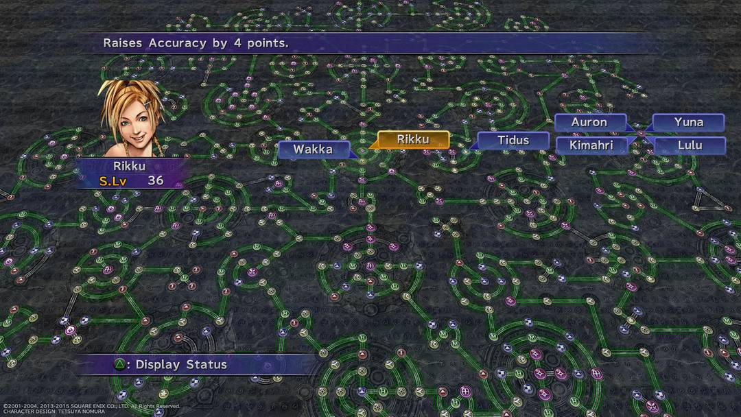 Ff10 Upgrade Tree 100% complete sphere grid. Done with Wakka and Rikku, just need to farm ...
