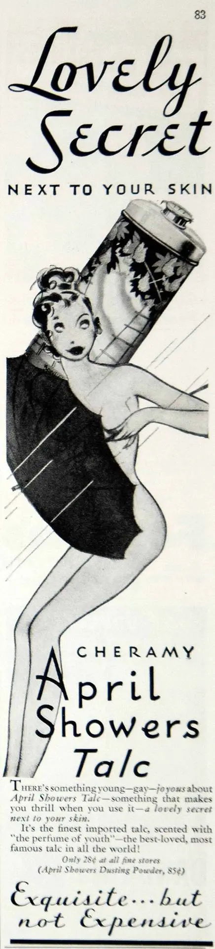 1937 Ad Vintage April Showers Talcum Powder Cheramy Fragrance | Scrolller