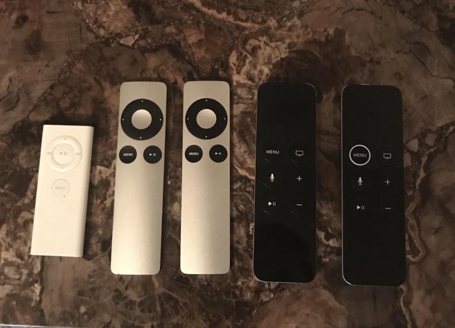 5 generations of Apple TV remotes. | Scrolller