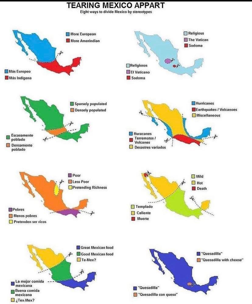 8 maps of Mexico showing differences around the country. Scrolller