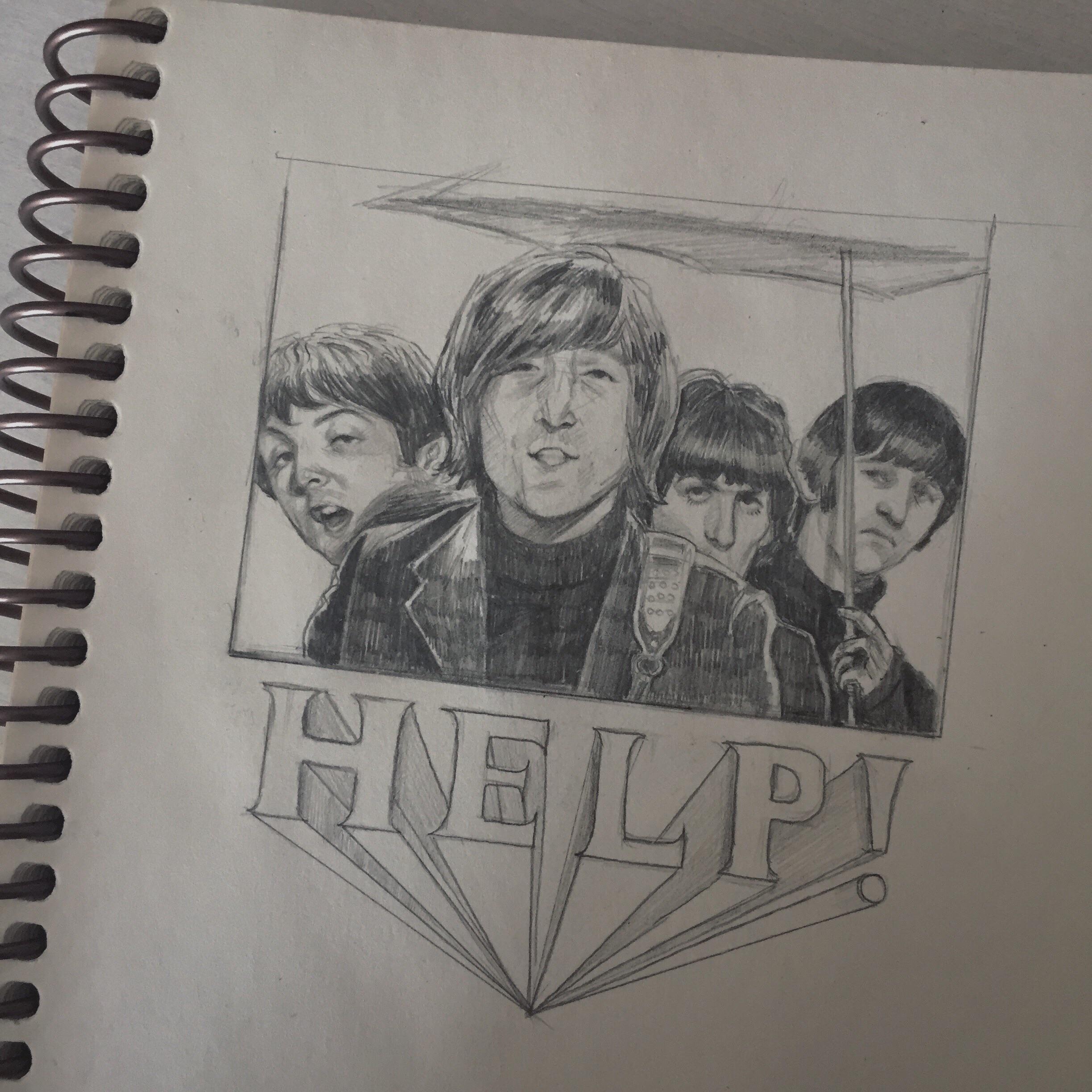 No Help Drawing A drawing i made of this scene from Help! Music video, probably one of ...