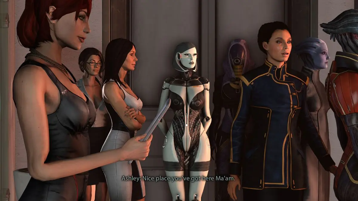 Hentai Beast 3D art by ShittyHorsey featuring a group of women and dogs in a Mass Effect futuristic setting