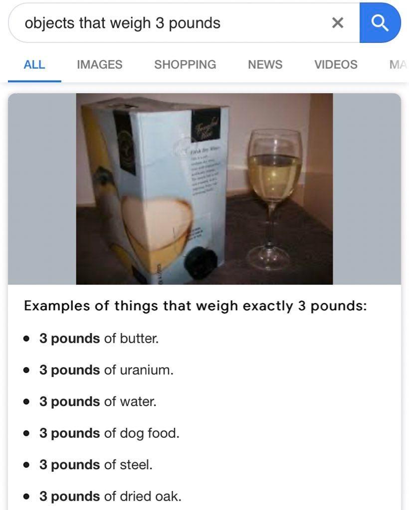 Objects with a weight of 3 pounds weigh 3 pounds | Scrolller