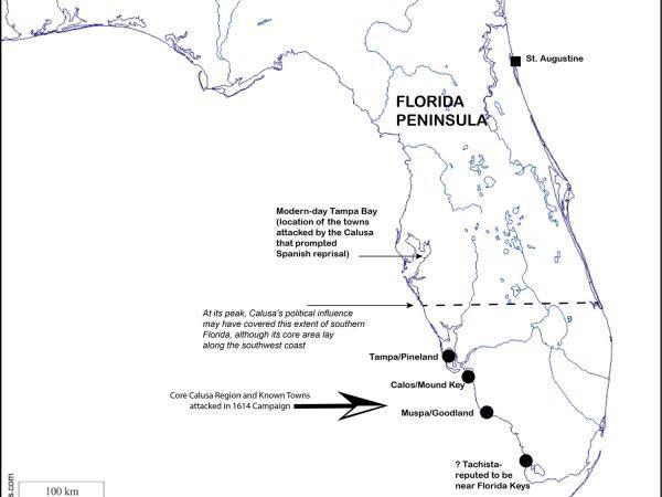 A map of the Calusa - a powerful Native American kingdom that stayed ...