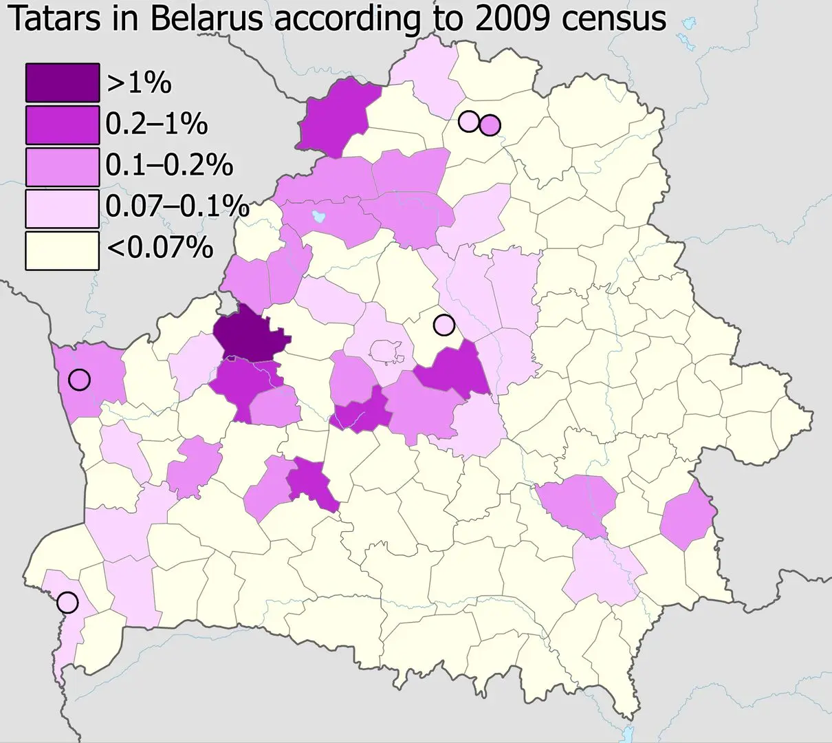 Tatar Invasion Map A map of the Tatar percentage in Belarus in 2009 [2,000 x 1,785 ...