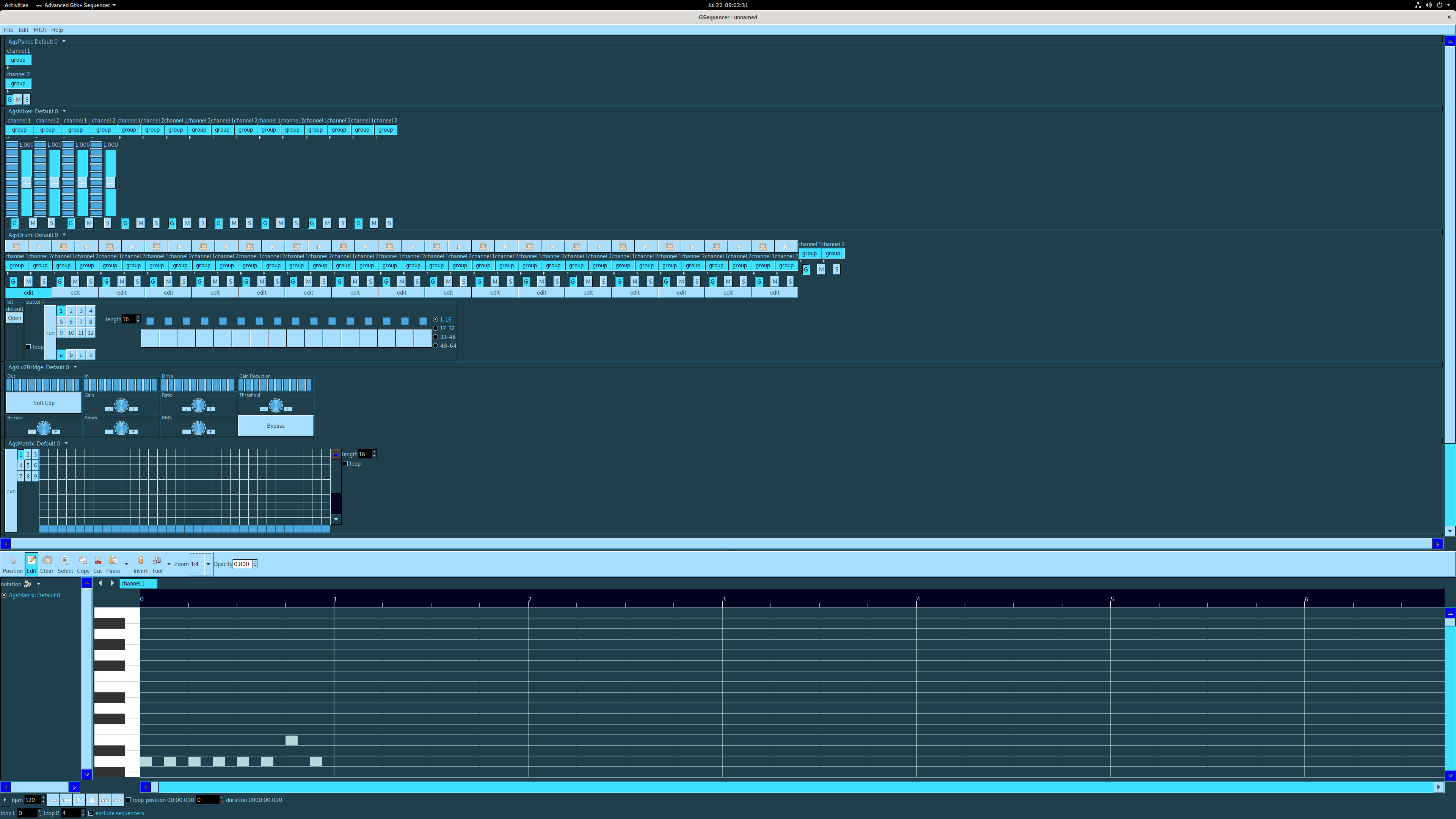 Advanced Gtk+ Sequencer screenshot - large controls using GUI scale ...