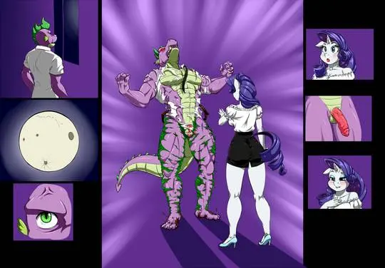 Clop femdom comic by Pia-chan featuring Spike and Rarity in bondage and power exchange scenes.