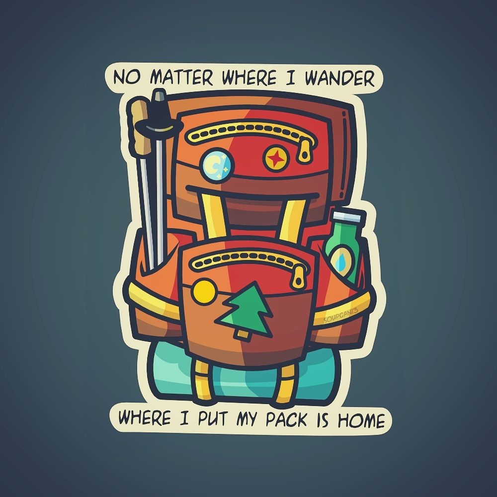 Backpacking sticker/shirt design, vector art | Scrolller