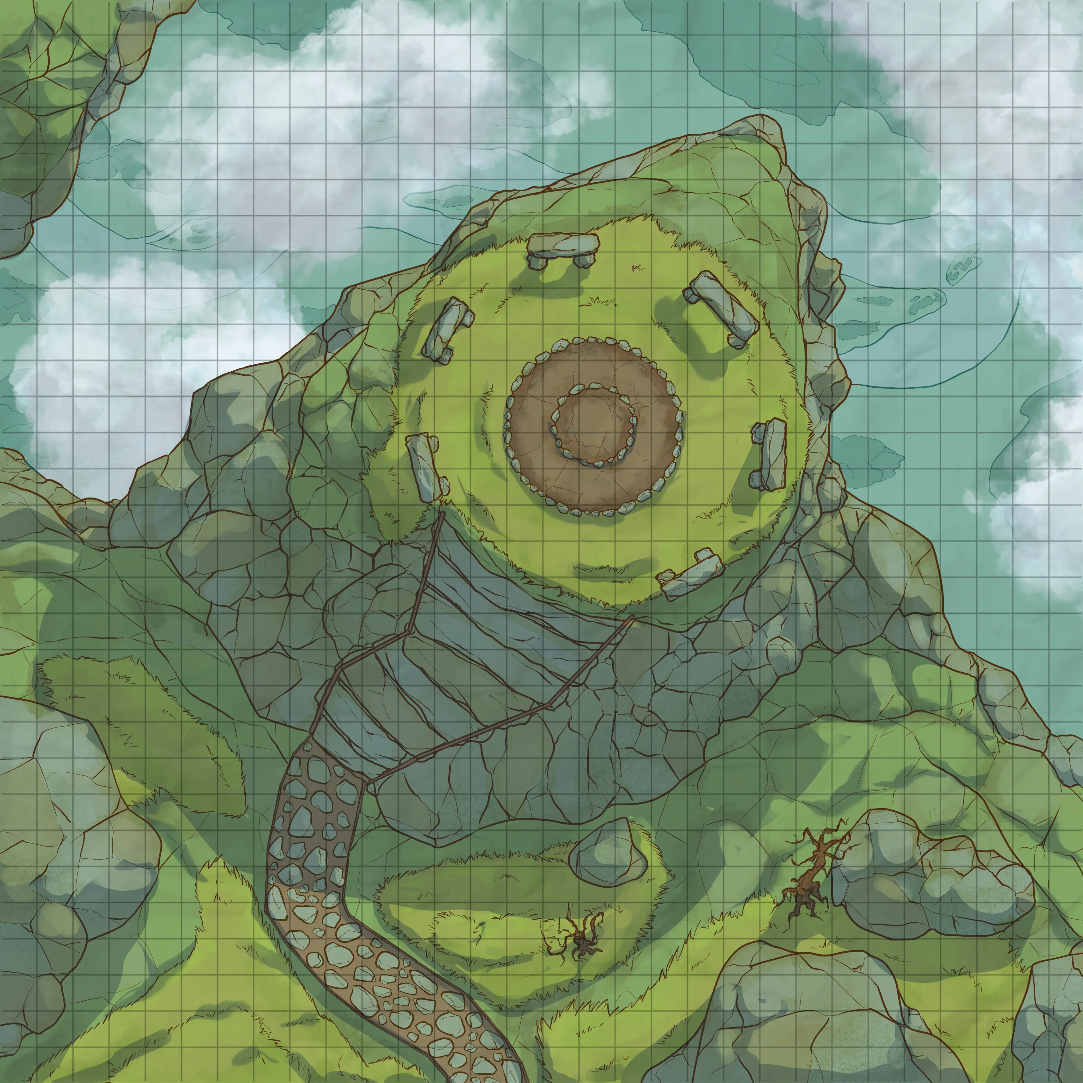 [Battlemap] [30x30] [3500x3500px] [Rock] A Hanging Rock | Scrolller
