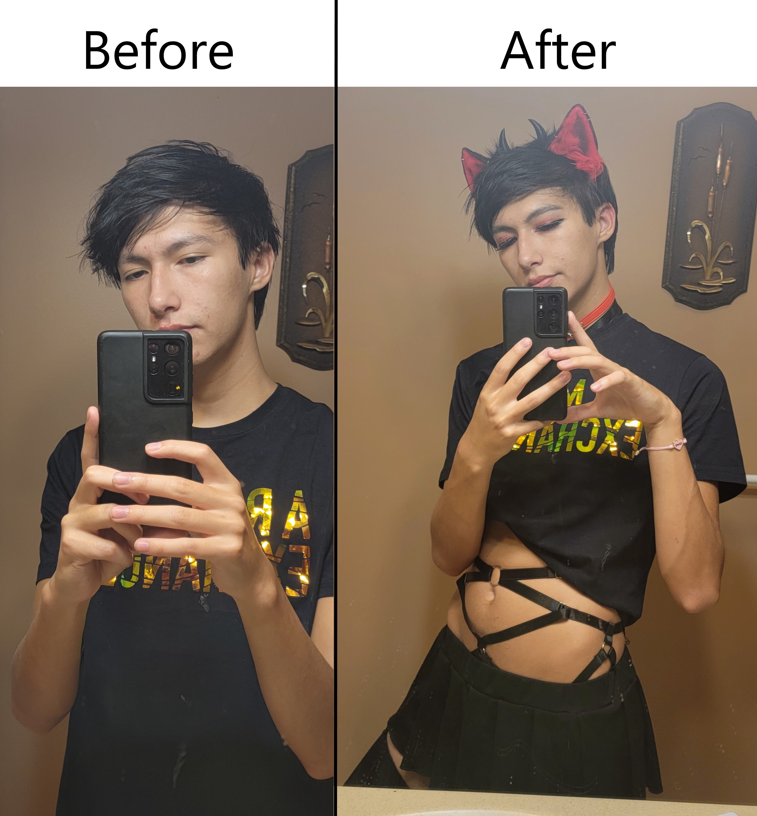 Before and after makeup and femboy clothes 3 Scrolller