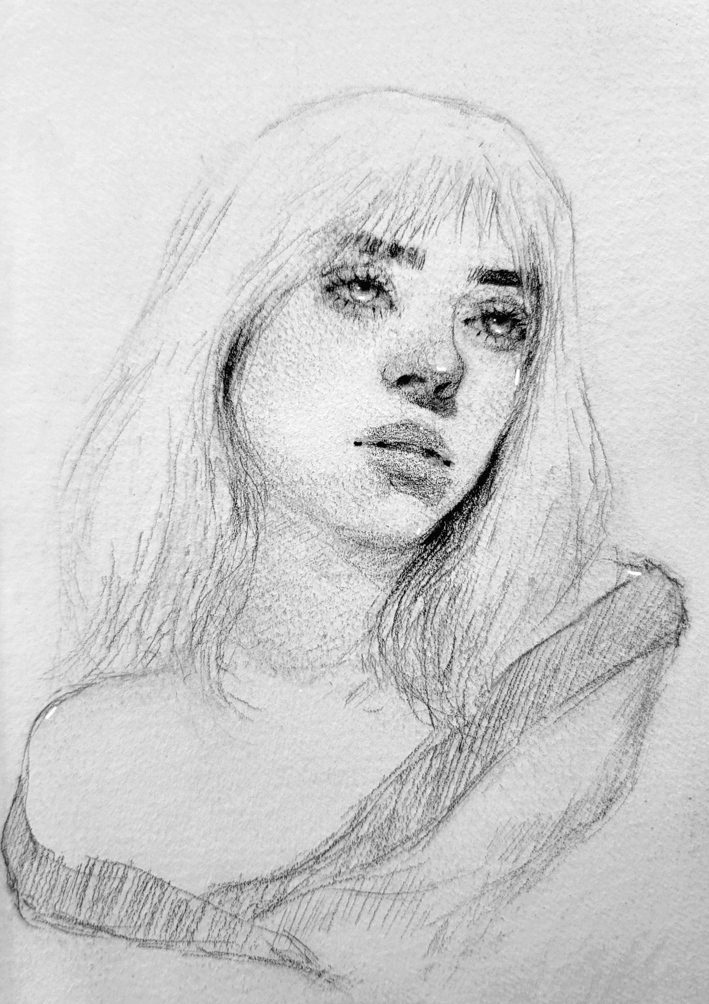 Billie, Me, Mechanical Pencil + Charcoal, 2021 Scrolller