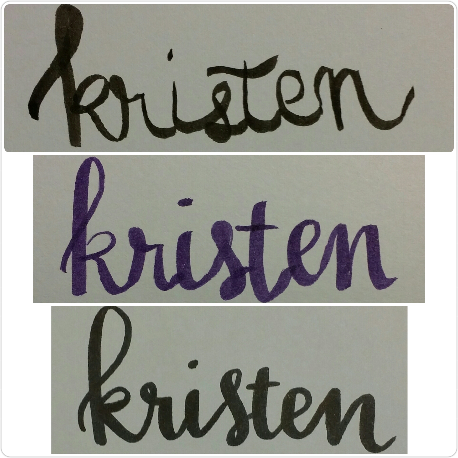 Brush tip lettering progression from my first attempt to today. | Scrolller