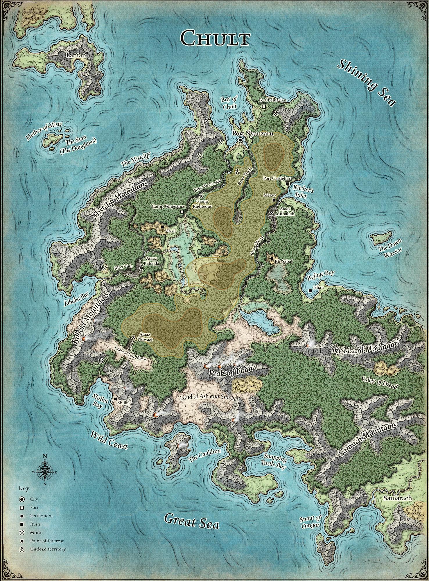 Chult Player Map with central Chult art included. | Scrolller