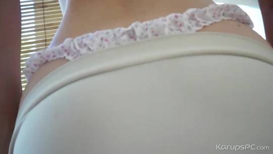 Cute girl shows her thong