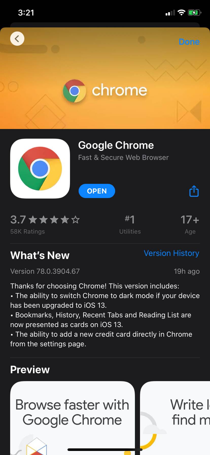 dark mode in chrome ios