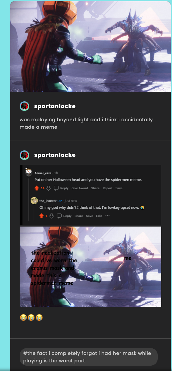Destiny Beyond Light Spider-Man Meme