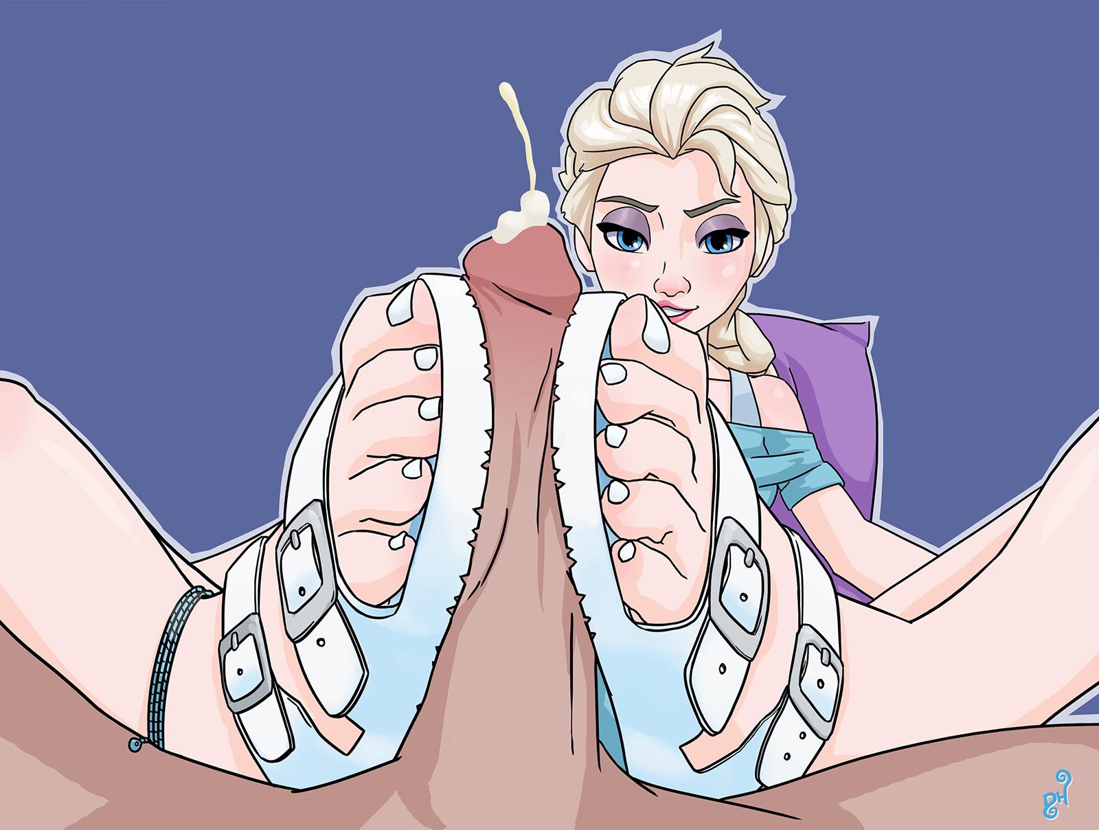 Frozen Elsa Foot Footjob Cum