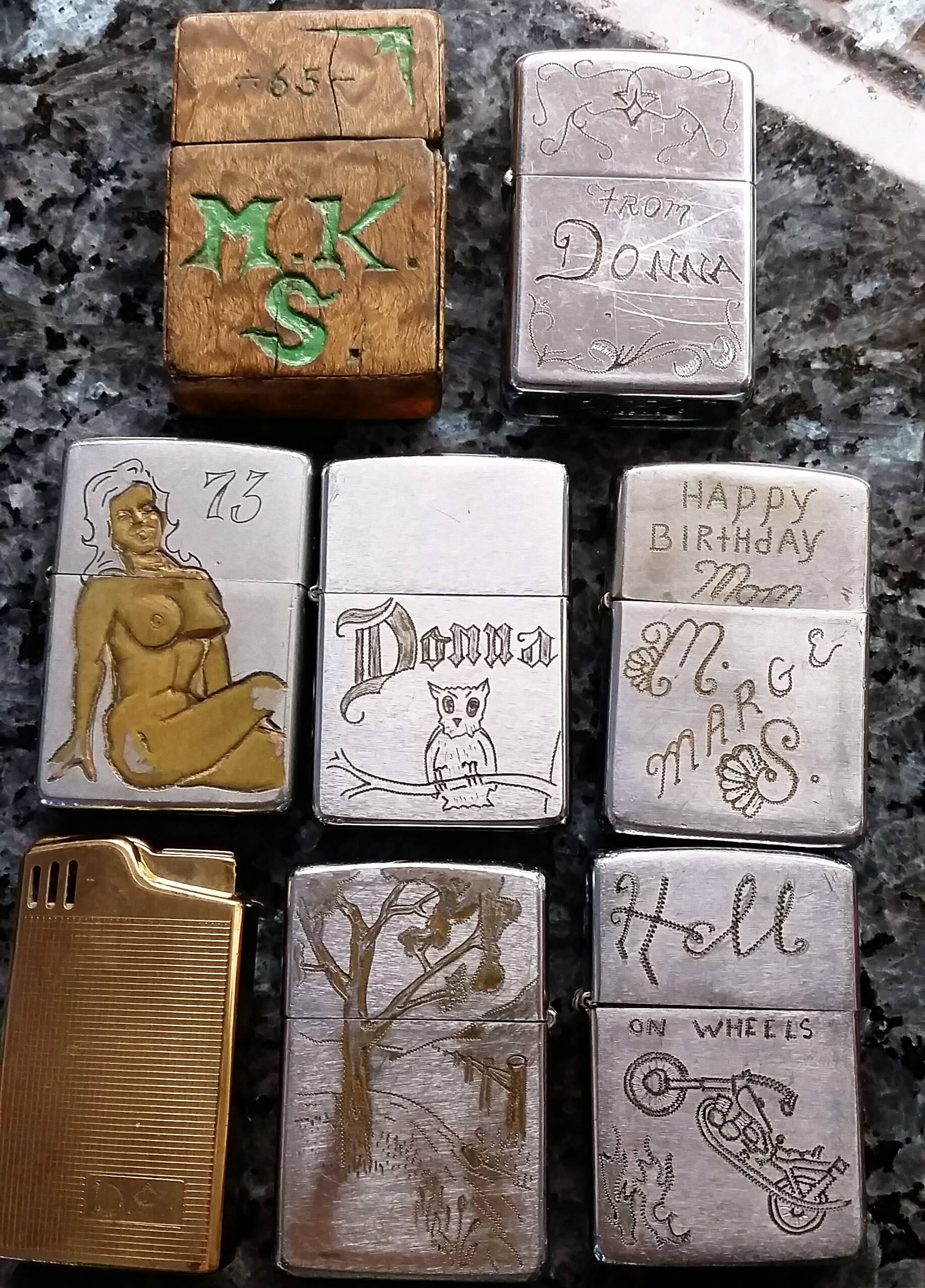 Engraved and custom Zippo Lighters by my Pops [1965+] Scrolller