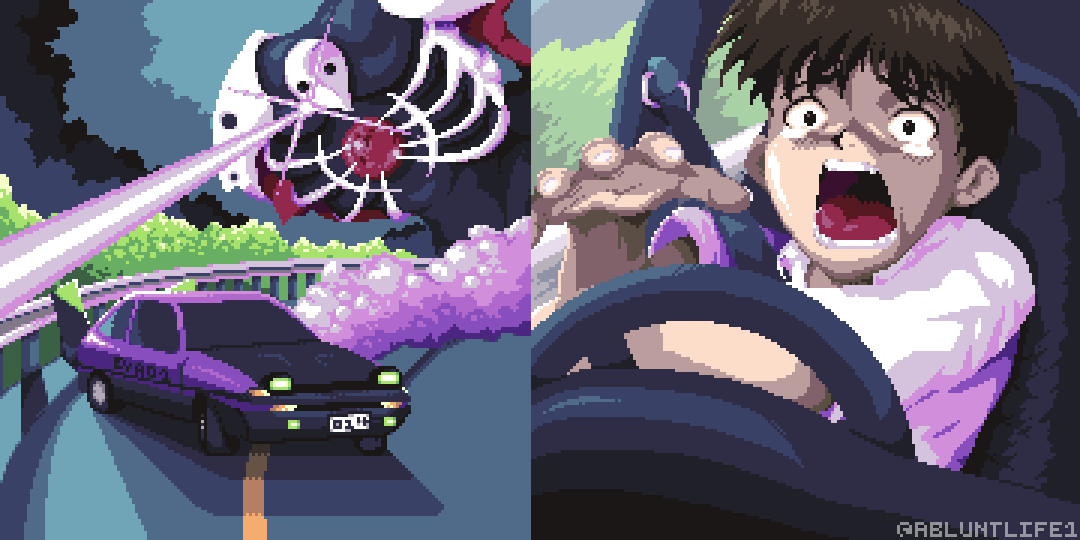 Evangelion x Initial D (Pixel Art) | Scrolller