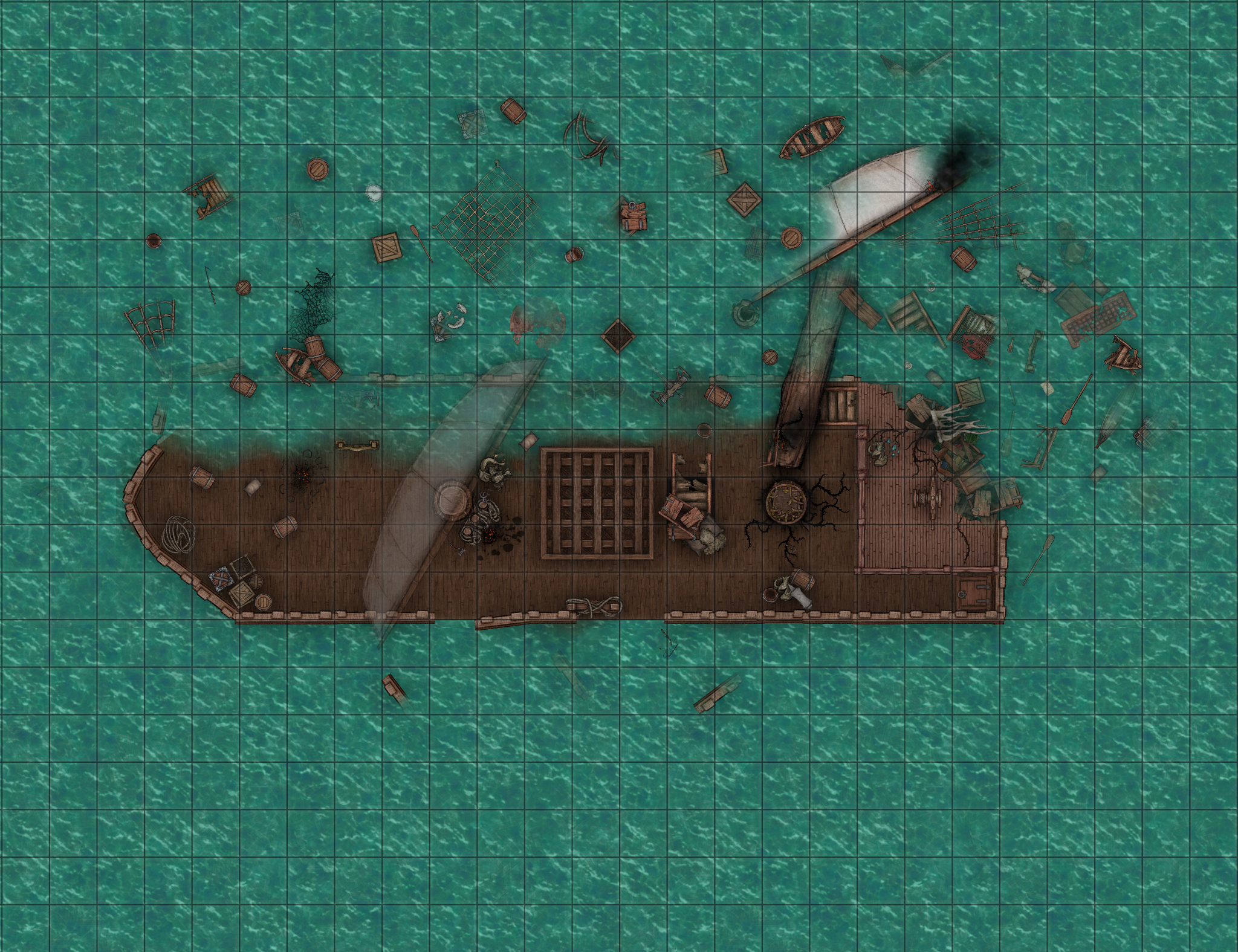 Sinking Ship Map First Attempt at a Battle Map: Sinking Ship in the open ocean | Scrolller