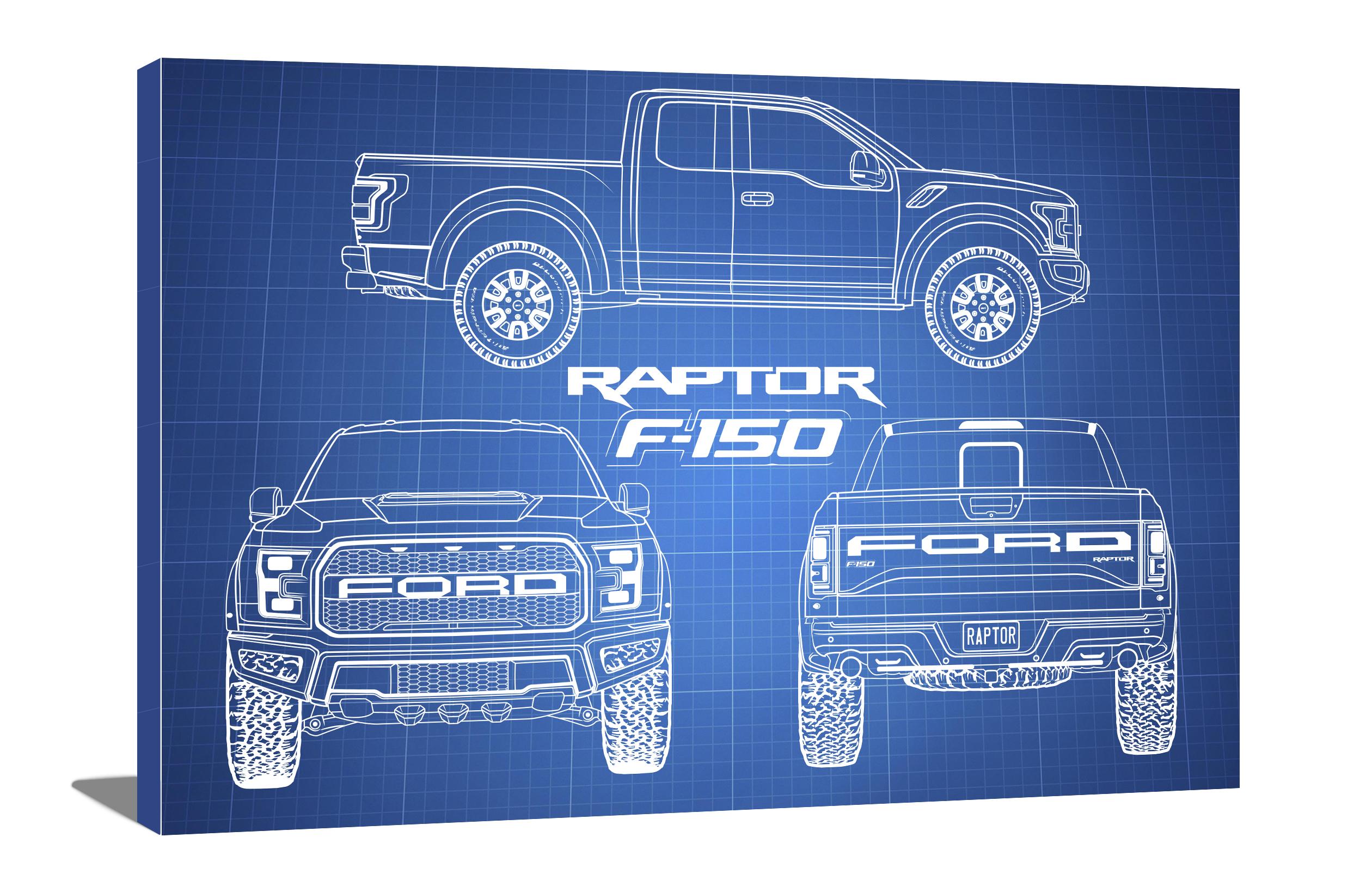 Ford F-150 Raptor Blueprint Canvas Sketch | Scrolller