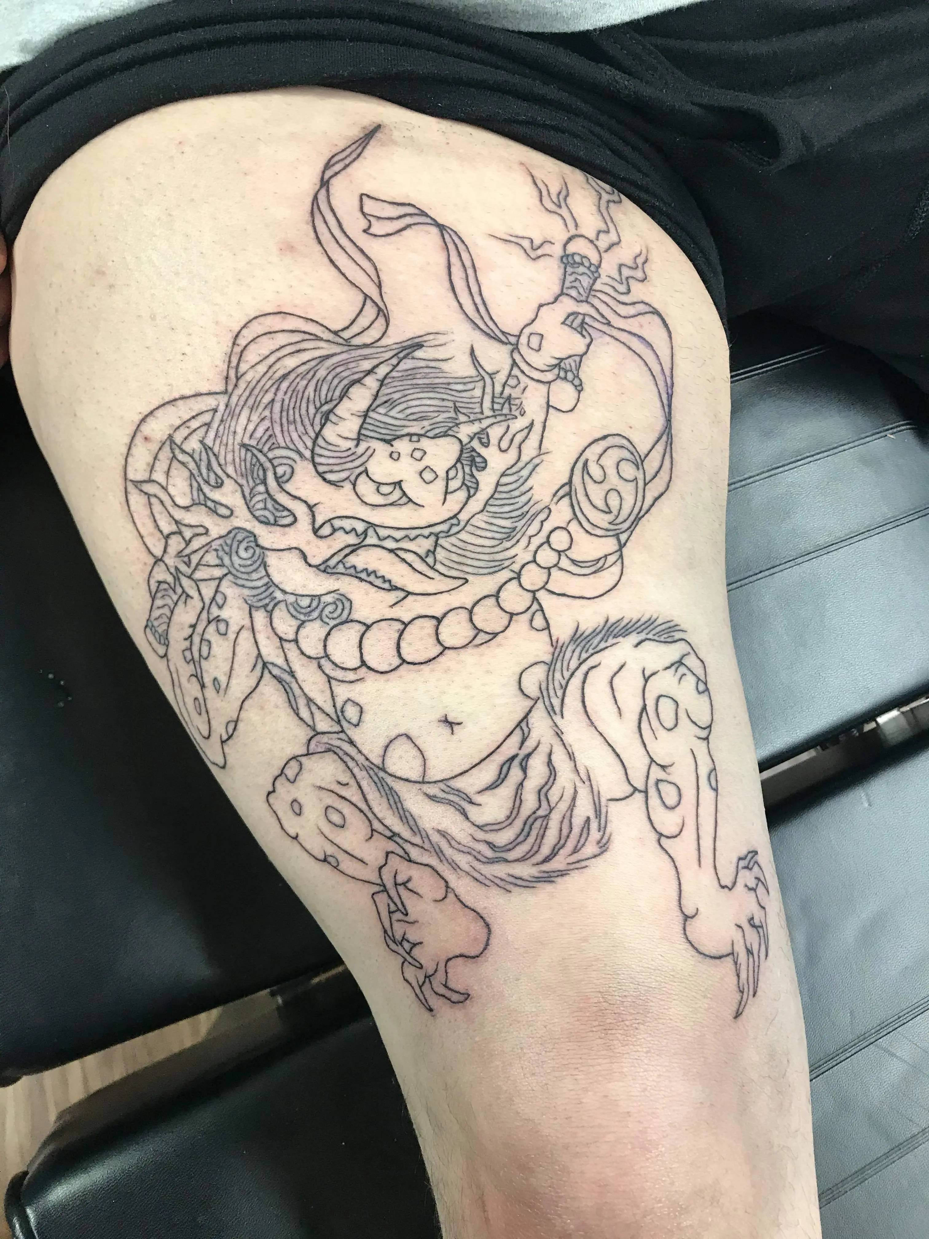 Frog Raijin outline by Scott at Underground Art Studio (first tattoo ...