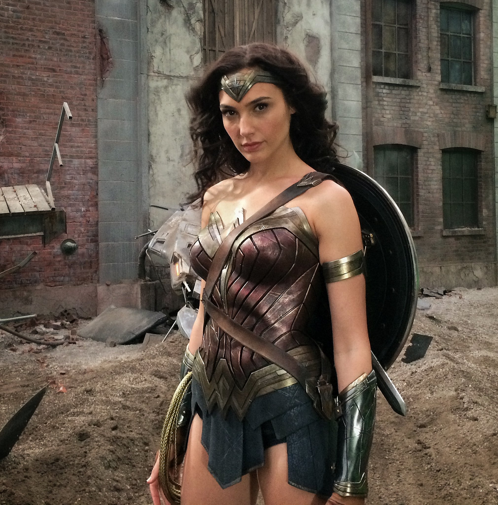 Gal Gadot's first day as Wonder Woman. Hopefully it ended with her