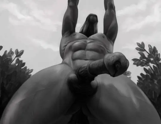 Muscular gay furry anthros with huge cocks and big dicks in various poses.