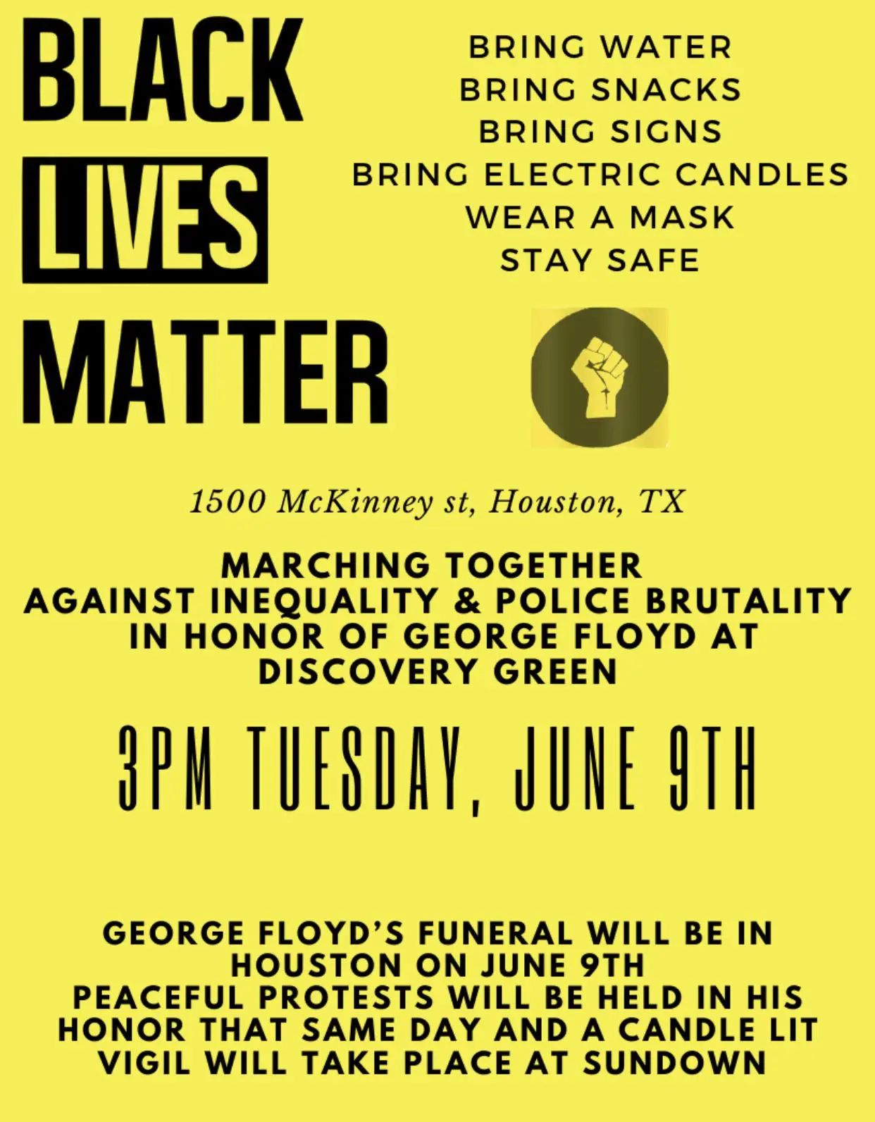 George Floyd Peaceful March and Candlelight Vigil on June 9th @ 3pm in ...