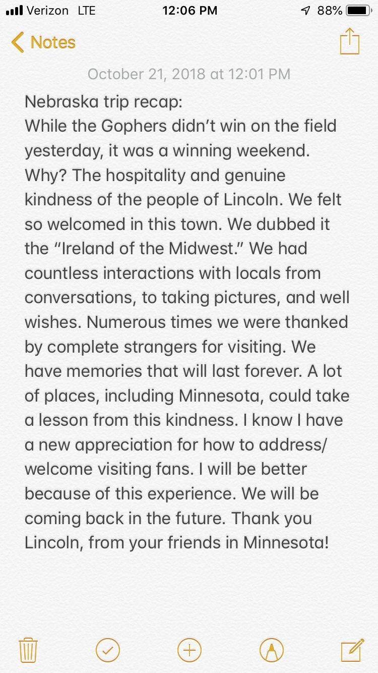 Gopher fan on visiting Lincoln | Scrolller