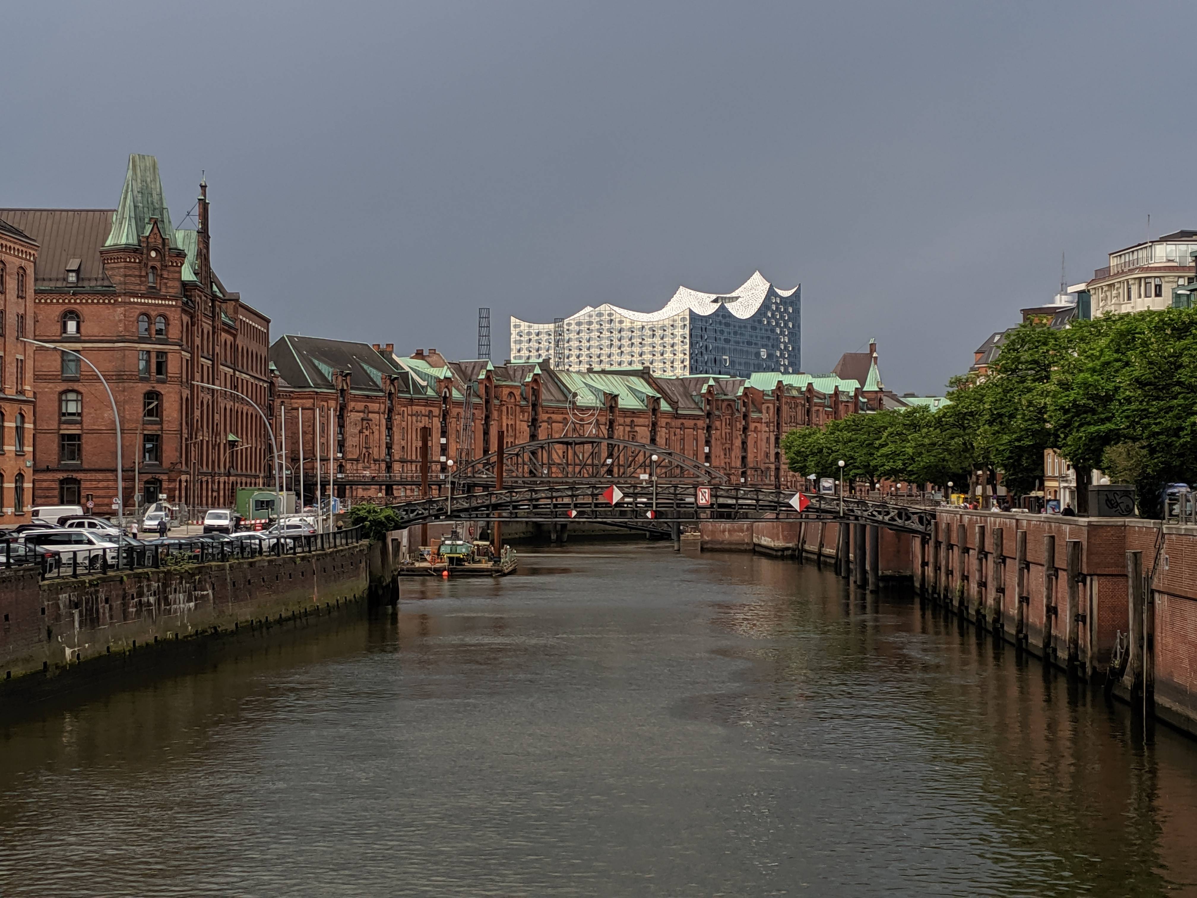 Hamburg's Elbphilharmonie stands in stark contrast to the approaching